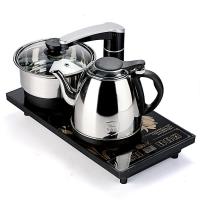 半自动上水电热水壶时光旧巷套装家用茶具烧水壶自动抽水泡茶煮茶器 自动上水黑色四合一