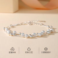 鑫铂尼990足银手链女士款转运珠时尚饰品手环学生纪念生日情人节礼物送女友闺蜜 三层转运珠手链