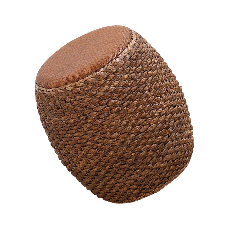 先围 藤编矮凳 深色40*42cm 个高清大图