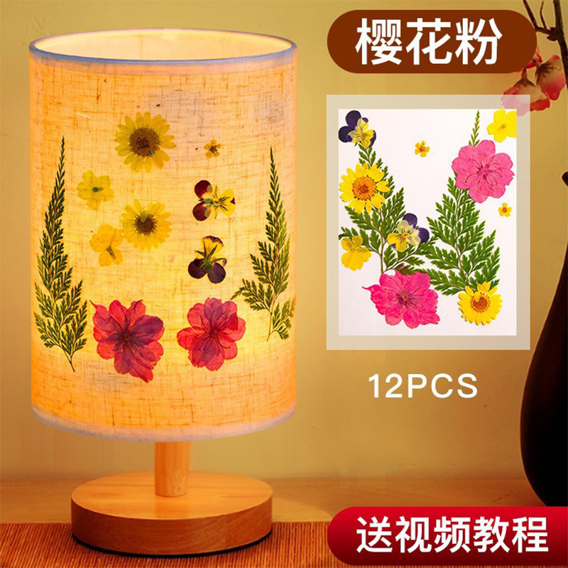 iChoice diy干花手工压花台灯创意植物花草氛围灯 母亲节生日活动礼 压花灯+【樱花款】材料包