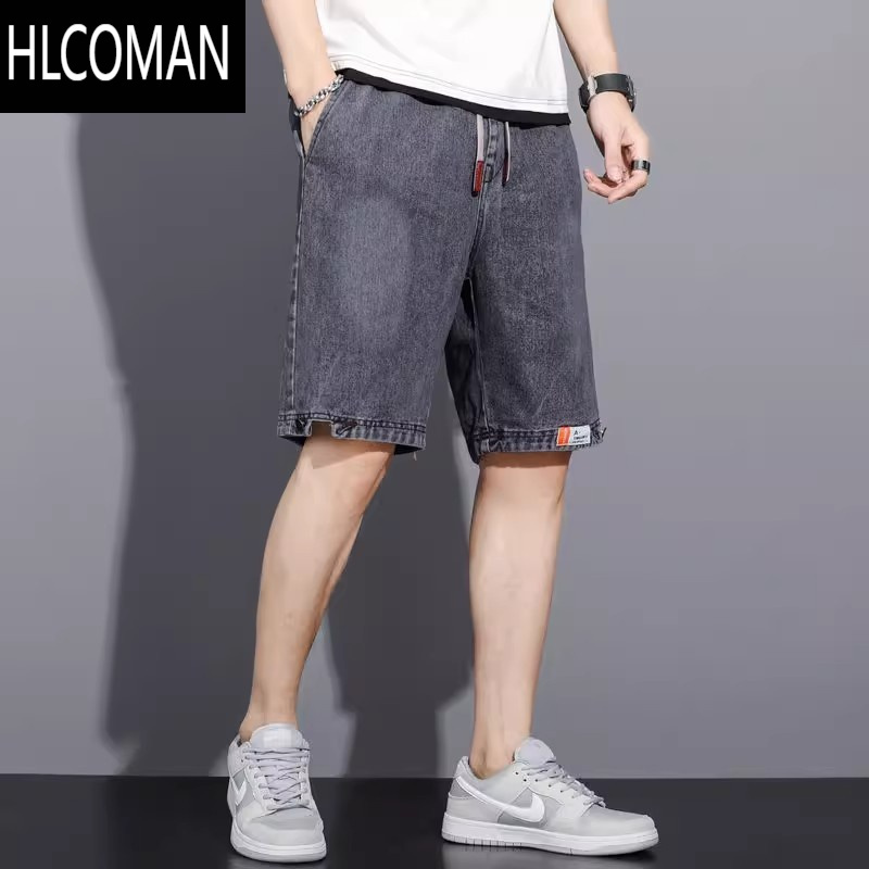 HLCOMAN男士牛仔短裤夏季薄款潮流宽松休闲外穿潮牌炸街帅气百搭五分中裤
