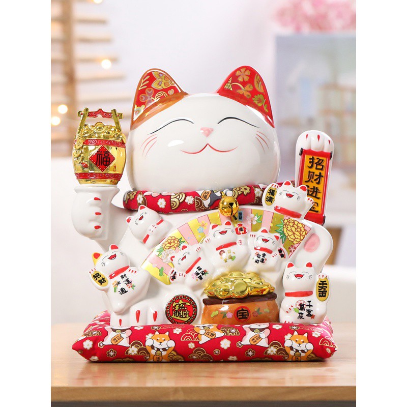 摇手猫摆件电自动招手开业店铺收银台家居客厅创意礼品存钱罐 三维工匠 小号七彩猫组合猫高清大图