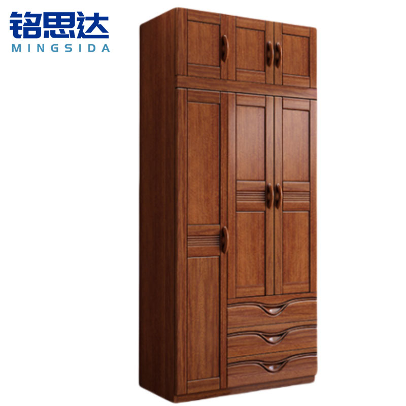 铭思达实木衣柜三门+顶柜套高清大图