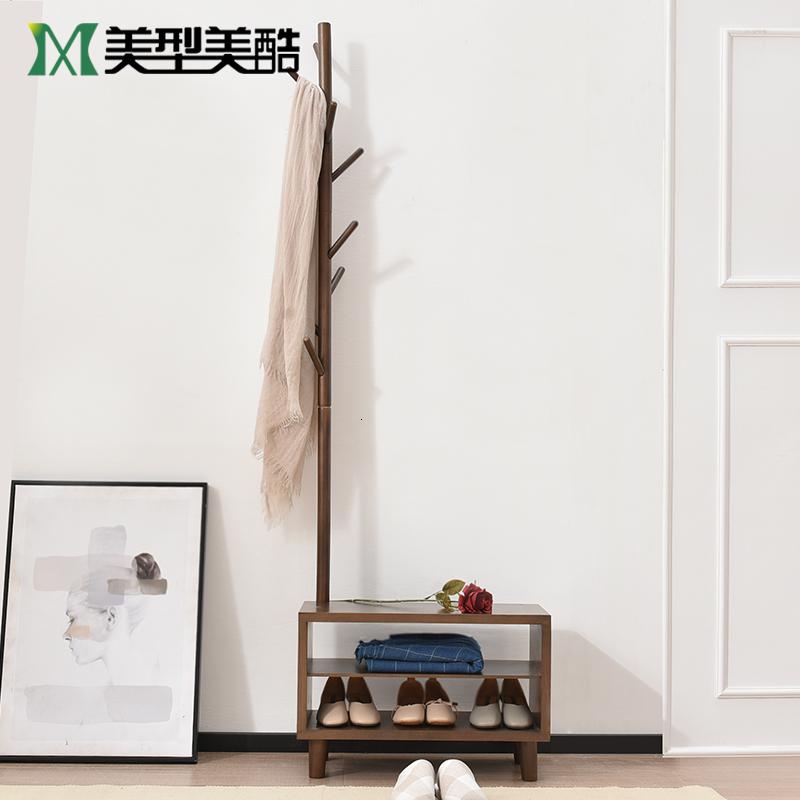 森美人家用实木换鞋凳衣帽架组合一体多功能衣架鞋凳挂衣架口衣服架子高清大图