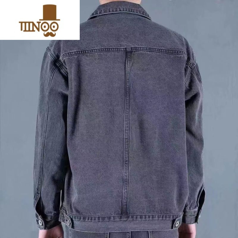 YANXU加绒加厚牛仔外套男保暖耐磨挡风冬季中年男士大码宽松牛仔衣夹克高清大图