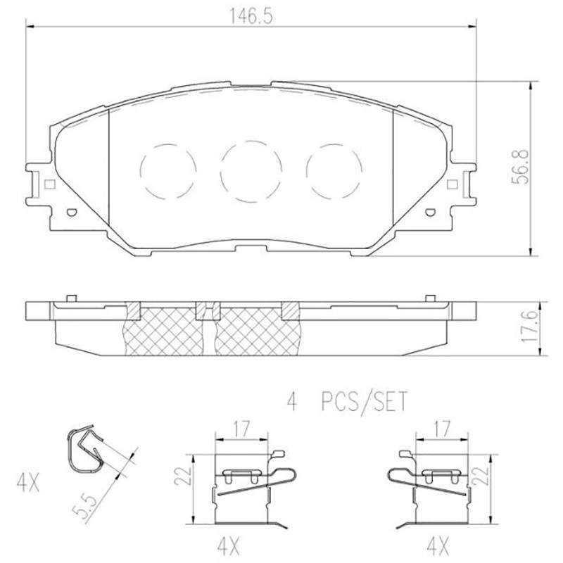 布雷博(brembo)前刹车片.陶瓷P83071N适用于一汽RAV4,逸致