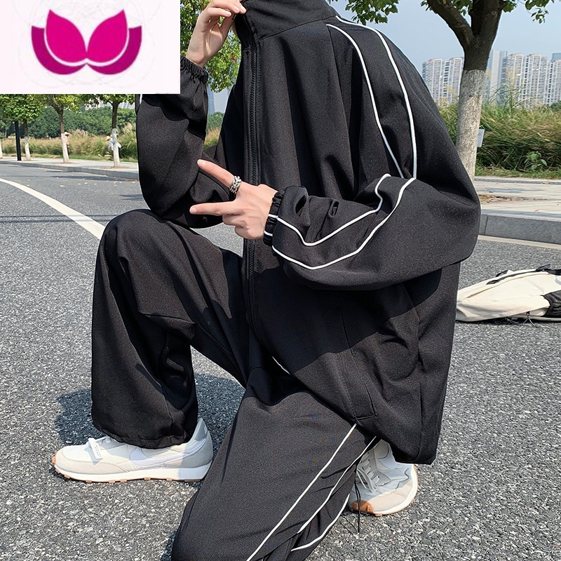 七斓ins运动休闲套装侣潮牌宽松卫衣帅气套韩版男女潮