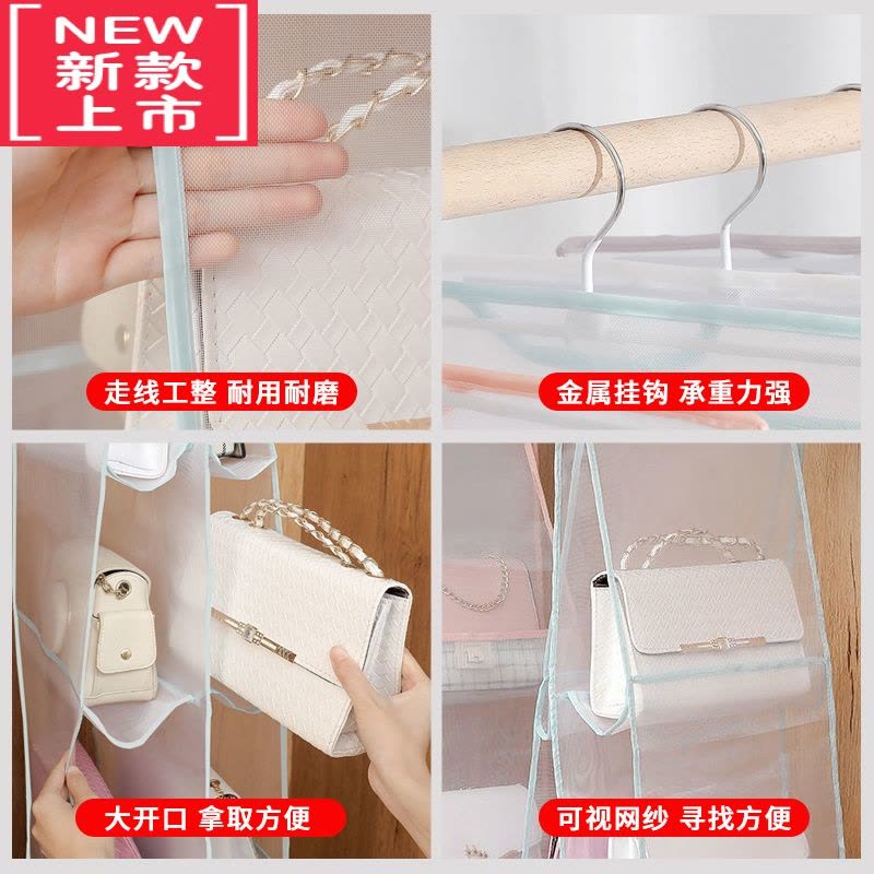 可莉允包包收纳防尘网格挂袋可悬挂式家用衣橱柜置物袋宿舍门后整理器图片