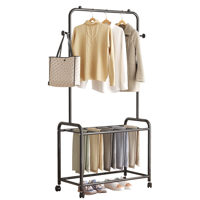 藤印象简易晾衣架落地室内挂裤晒衣服架家用卧室阳台学生宿舍折叠挂