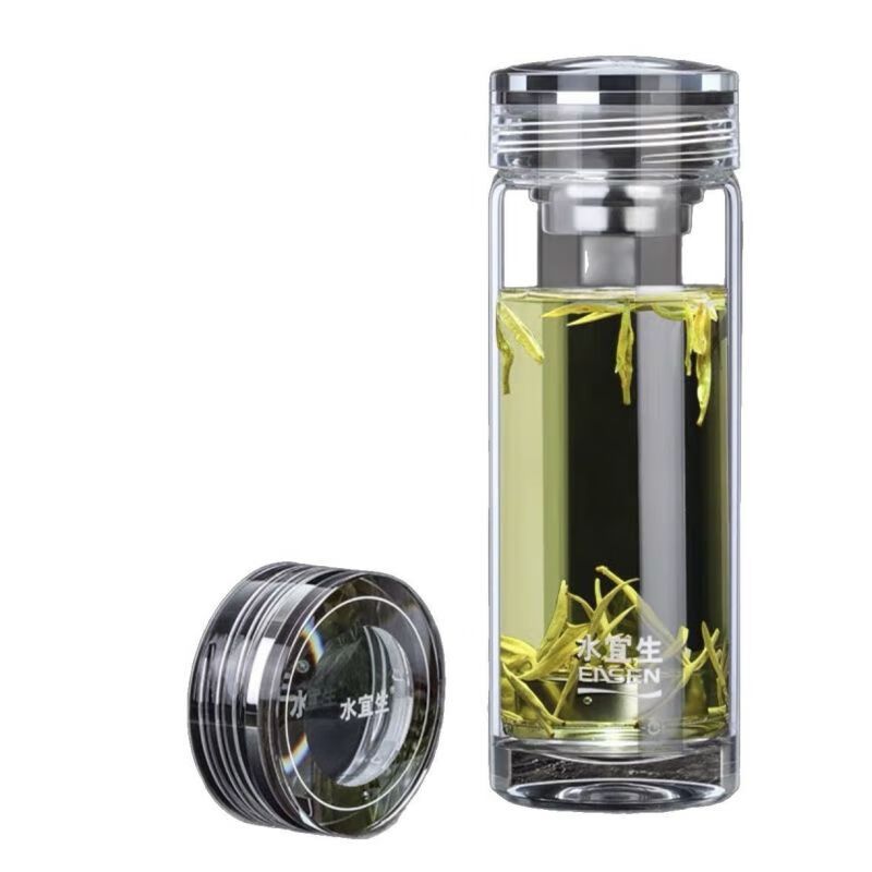 水宜生 500ML高档商务单层加厚玻璃杯 男士便携水杯 耐热 大容量办公室茶杯 G516高清大图