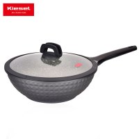 KieSel星钻女王不粘炒锅30cm麦饭石不粘锅炒锅家用炒菜煤气电磁炉燃气通用多功能平底锅 黑色款