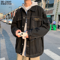 NEW LAKE黑色牛仔外套男潮牌欧美街头胖子加肥加大码宽松夹克衣服男春秋季夹克