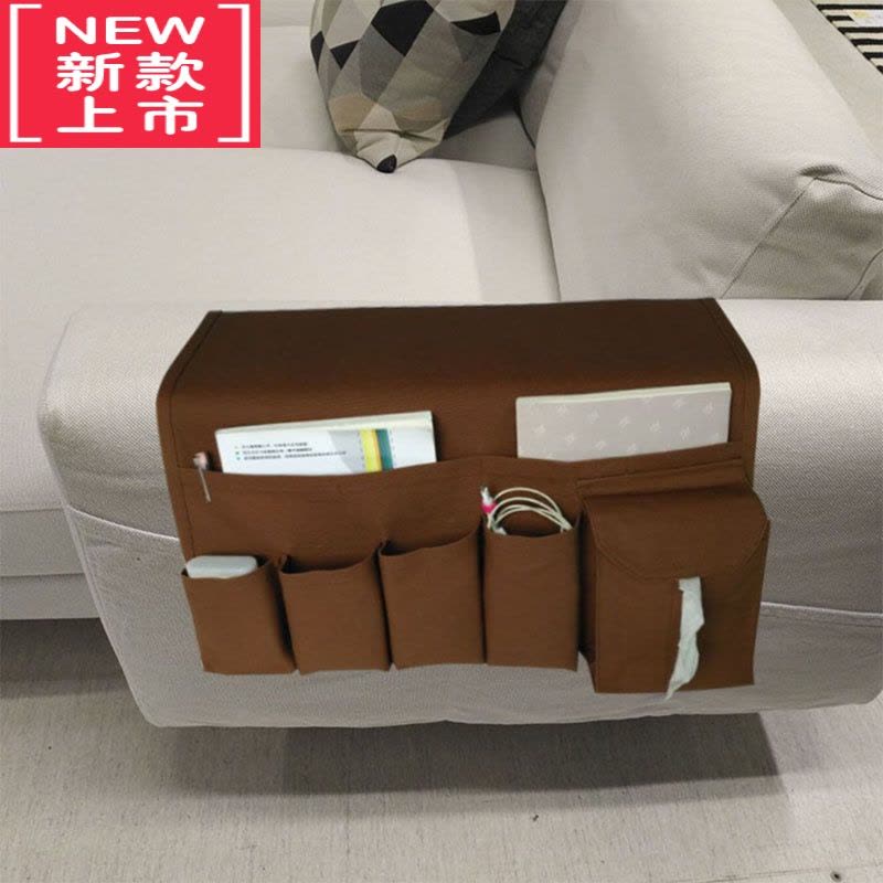 可莉允沙发扶手遥控器收纳袋床边挂袋整理桌椅边手机棉布多功能置物袋图片