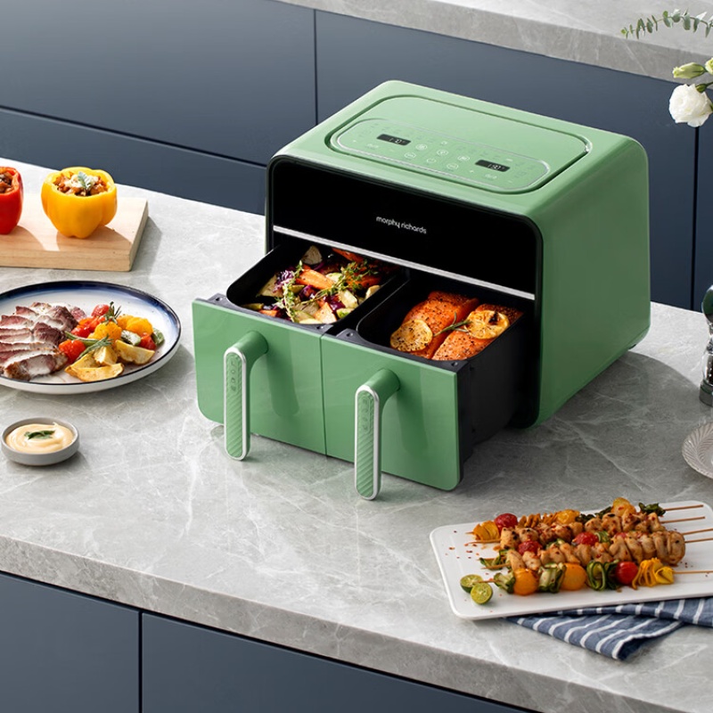 摩飞电器 空气炸锅家用双拼8L容量2100W MR8100绿色高清大图
