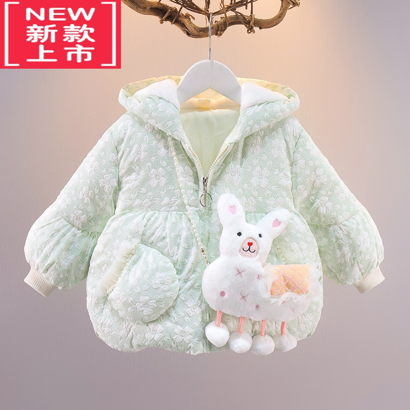 可莉允女童冬季加绒加厚羽绒棉衣小女孩棉袄婴儿保暖棉服女宝宝冬装外套