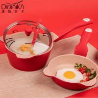 韩国迪迪尼卡（Didinika）宝宝辅食锅婴儿守护猫奶锅小锅平底锅煎锅炒锅麦饭石不粘锅煮面热牛奶锅