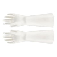 冰禹 SNll-03 加厚牛筋耐磨清洁工具 耐酸碱工业乳胶橡胶手套 劳保家务保洁洗车手套 38cm白色丁腈 L码(1双)