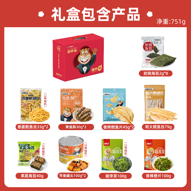 海狸先生HT-04海洋休闲零食礼盒751克高清大图