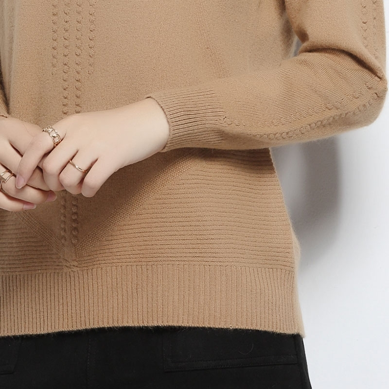 2016秋冬季新款女士羊绒衫纯色圆领疙瘩加厚羊绒衫套头针织衫