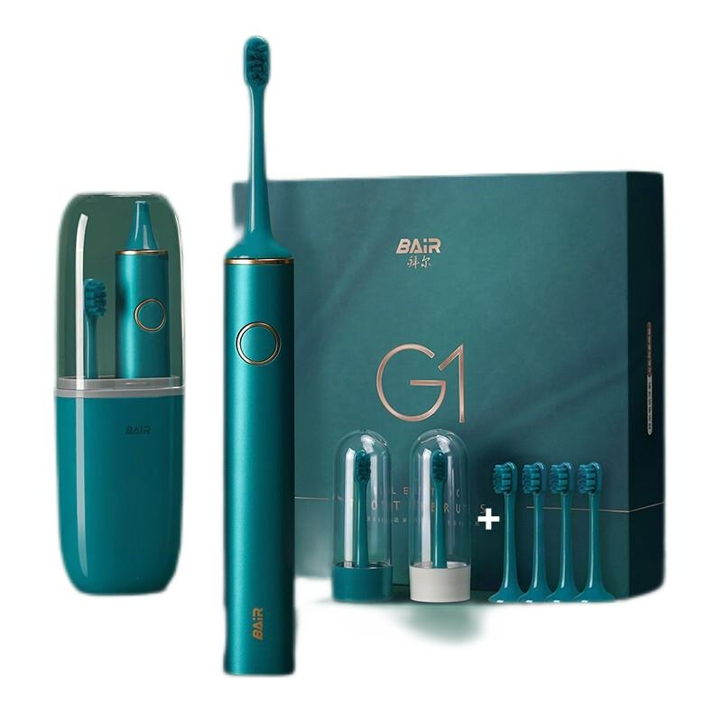拜尔(BAiR) 电动牙刷G1天青色 -豪华版-USB充电线1个+主机1个+刷头6个+便携盒1个