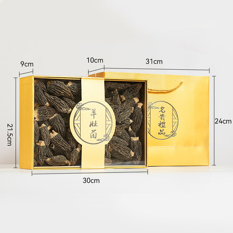 圣迪康藏 羊肚菌去柄羊肚菌 山珍干货松茸伴侣 煲汤材料西藏大颗羊肚菌菌菇精选礼盒装 金色礼盒250克装