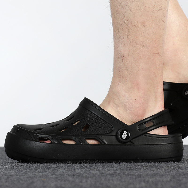 Skechers斯凯奇男子新款洞洞鞋透气运动拖鞋轻便凉鞋243041-BBK ZP高清大图