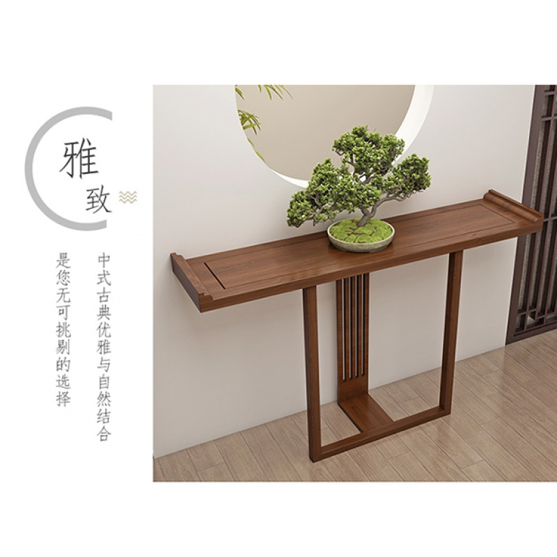 新中式半圆玄关桌靠墙弧形闪电客玄关柜厅端景台仿古条案翘头装饰