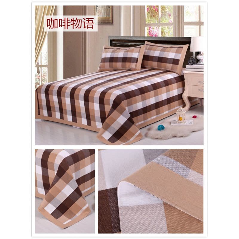 纯棉老粗布凉席床单三件套加厚加密单双人可折叠1.51.8米床夏图片