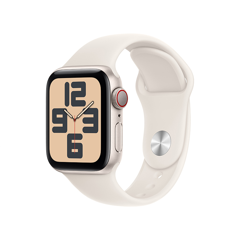 MXHR3CH/B Apple Watch SE 蜂窝 40 毫米星光色铝金属表壳 星光色运动型表带-S/M