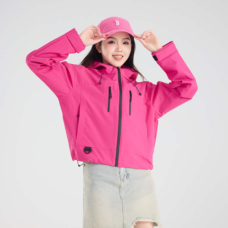 渔人船长春秋时尚户外薄款冲锋衣男女单层风衣连帽防风短款外套高清大图