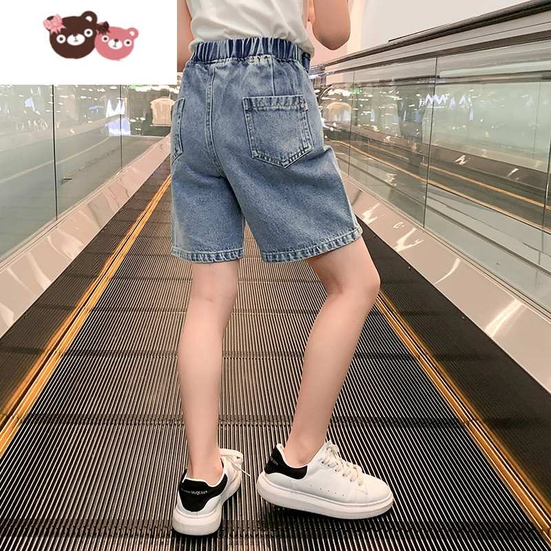 绿彩虹光女童牛仔短裤夏装2022新款童装夏洋气时髦中大童女孩儿童裤子夏季
