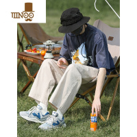 YANXU山系九分工装裤男夏季薄款日系cityboy宽松直筒阔腿户外休闲裤子