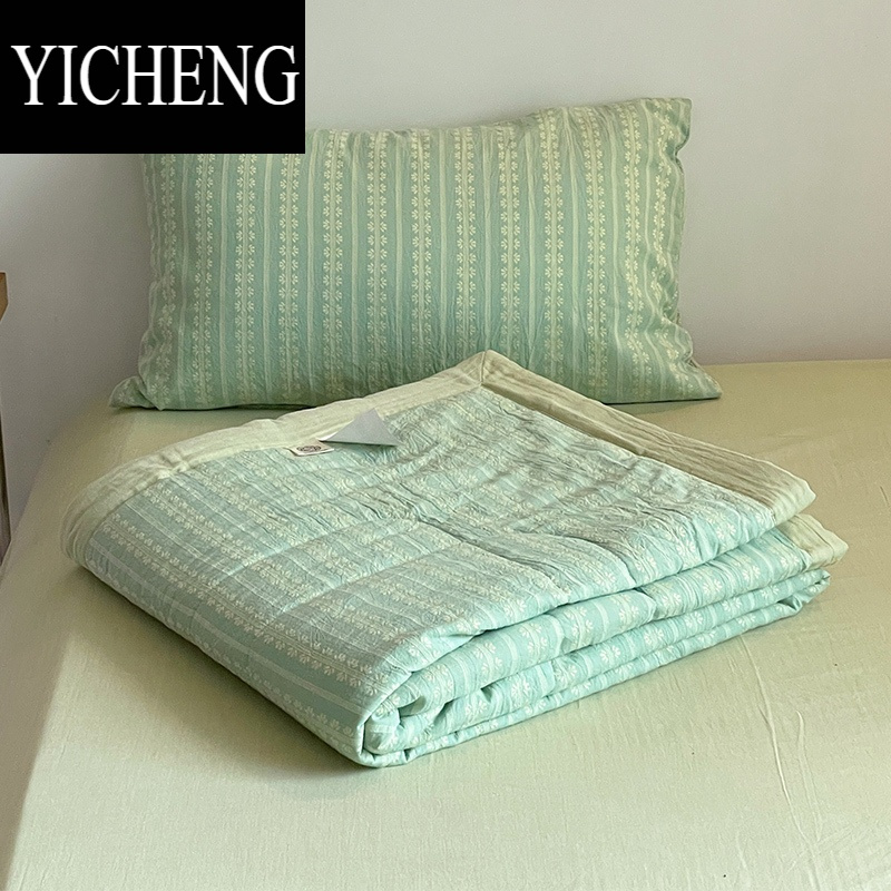 YICHENG提花水洗棉大豆夏凉被四件套夏季空调被薄被子软糯可机洗儿童