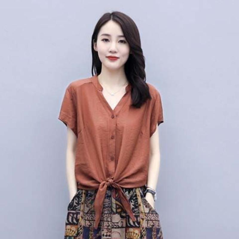 [棉麻/好质量]单/夏天棉麻连衣裙两件套宽松显瘦遮肚子套装裙女 蓝色上衣 单件上衣 M 105斤以内