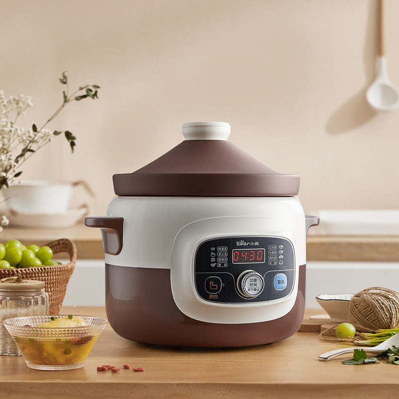 小熊bear电炖锅4升大容量紫砂内胆营养炖煮旋钮操控ddgd40b1