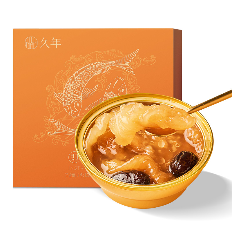 久年 即食花胶红枣藜麦网红月子孕妇妈妈宝宝婴儿礼盒鲜炖原味深海鱼肚补充胶原蛋白滋补养品营养礼品低控糖0脂肪150g/3碗
