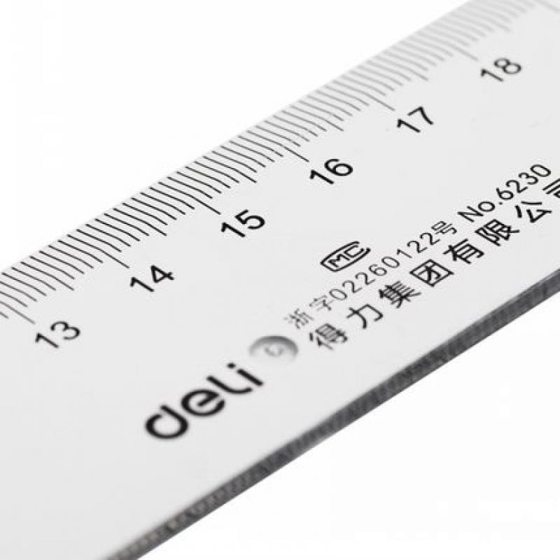 得力deli6230直尺30cm塑料直尺直尺绘图制图工具尺透明塑料尺子