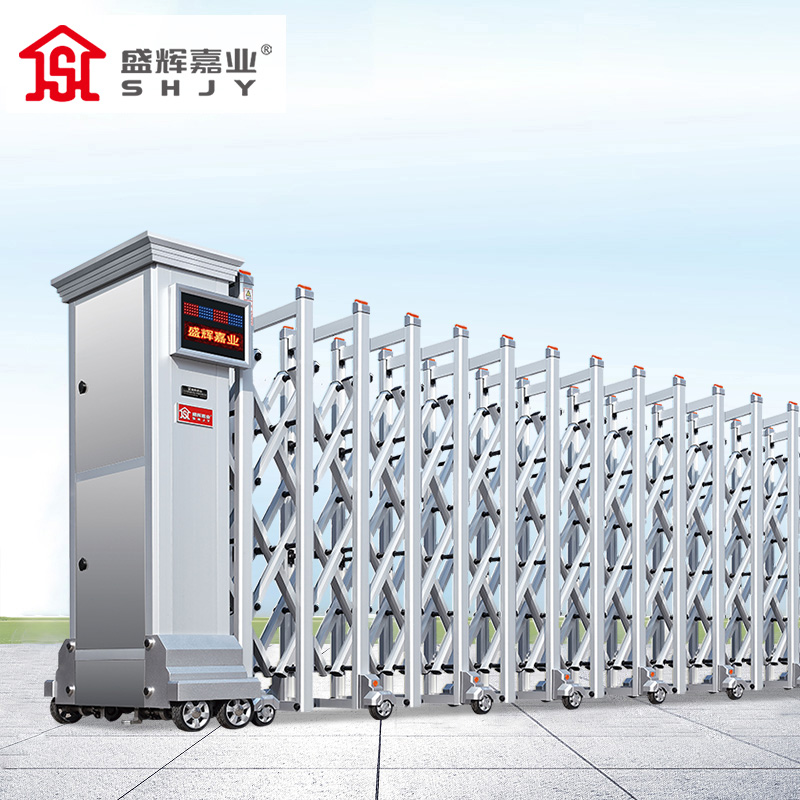 盛辉嘉业 智能伸缩门分段大门电动平移门消防铝合金伸缩段滑门庭院大门 8米-含机头/显示屏/运输安装