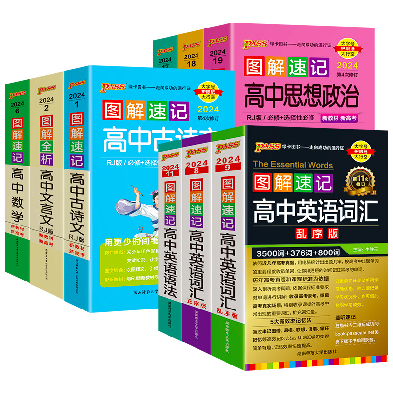 [2024新版]高中生物 高中通用 [正版]2024新图解速记高中英语词汇3500词乱序版高考语文必背古诗文72篇随身记高清大图