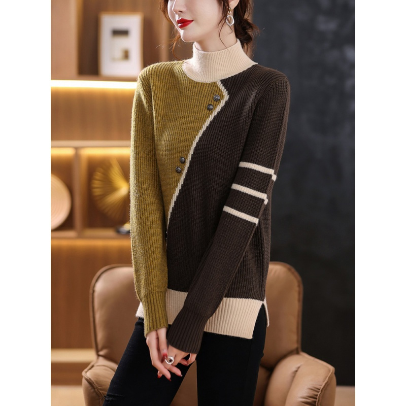 半高领毛衣女士短款上衣2022年新款洋气针织打底衫秋冬羊毛衫莎丞