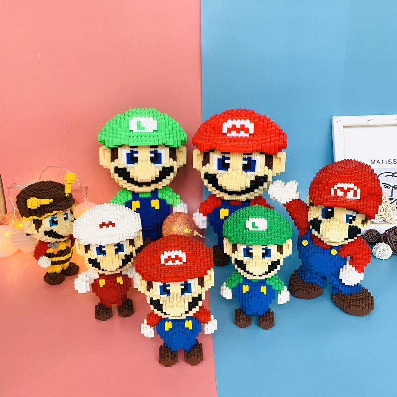 兼容乐高小颗粒女孩拼图马里奥儿童拼装玩具兼容乐积木