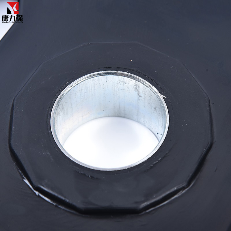 康力强LP20黑色橡胶包胶两孔杠铃片十二边手抓大孔杠铃片家用配重举重片高清大图