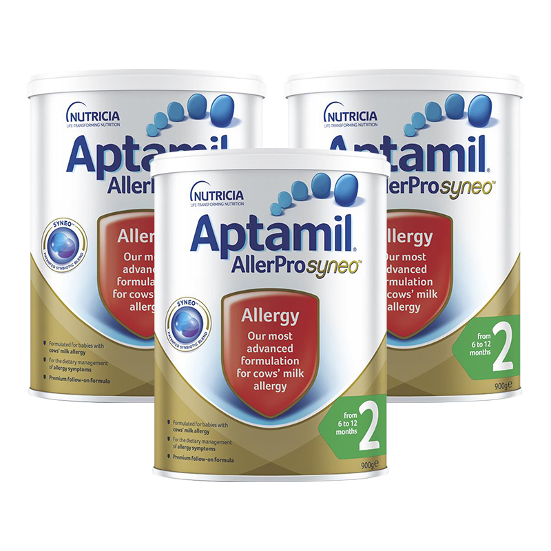 澳洲发/3罐装-爱他美(aptamil)Allerpro深度水解/乳糖不耐受过敏奶粉二段900g/罐装 进口特殊配方奶粉