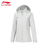李宁(LI-NING) 防泼水运动 风衣女子新款运动外套套装AFDT748 川石灰 XXL 码