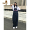 YANXU美式复古工装牛仔背带裤2023新款男女宽松休闲阔腿长裤吊带裤