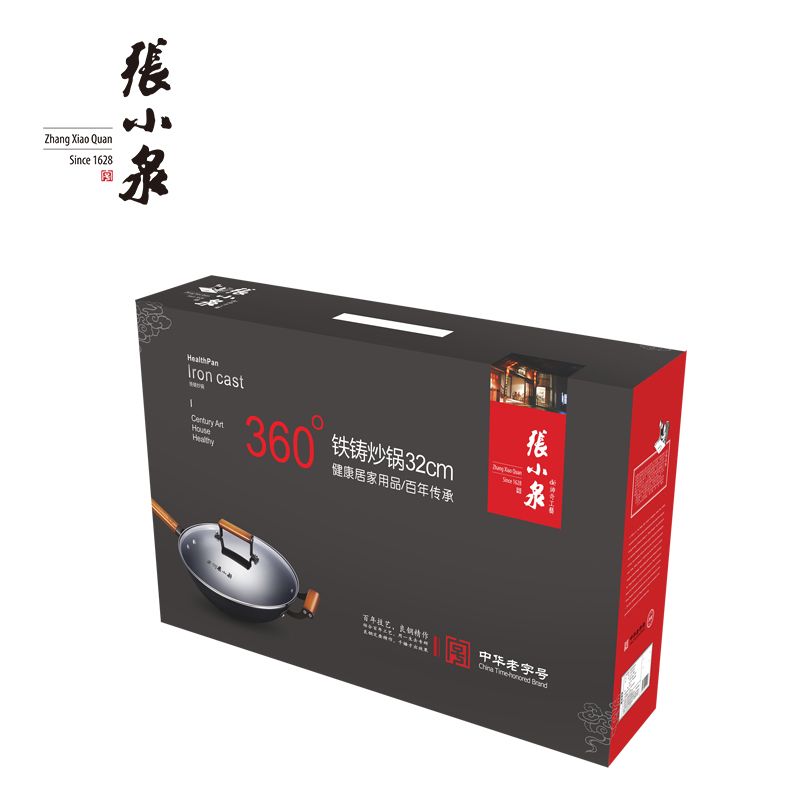 张小泉 真不锈铁铸32CM炒锅家用无涂层 C30210100