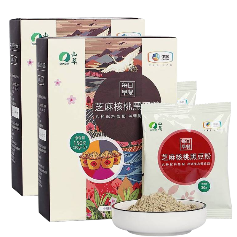 中粮山萃芝麻核桃黑豆粉150克(30g*5)*2盒
