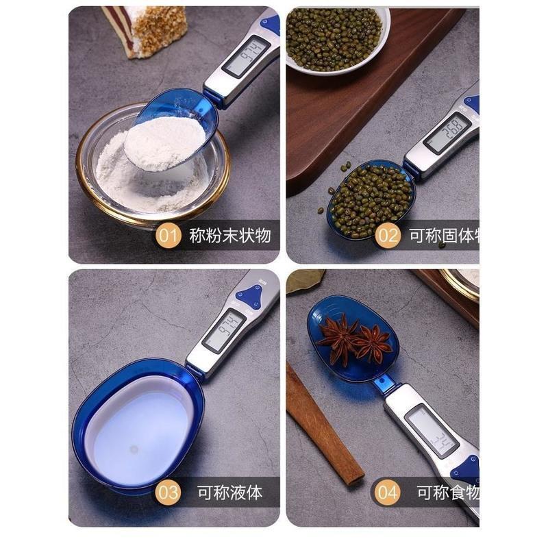 勺子上面带个称勺子带电子秤的高精度家用厨房调料便携电子秤量勺 最大300克/0.1[黑色单勺无刻度
