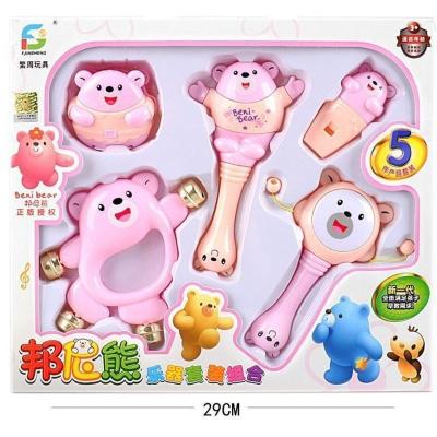 粉色 婴儿手握训练玩具手摇铃拨浪鼓沙锤快板鼓铃儿童6-12个月宝宝半岁