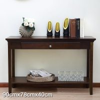 新中式玄关桌美式实木玄关柜玄关台条案条几窄桌靠墙桌子_8 90*40*78cm胡桃色组装
